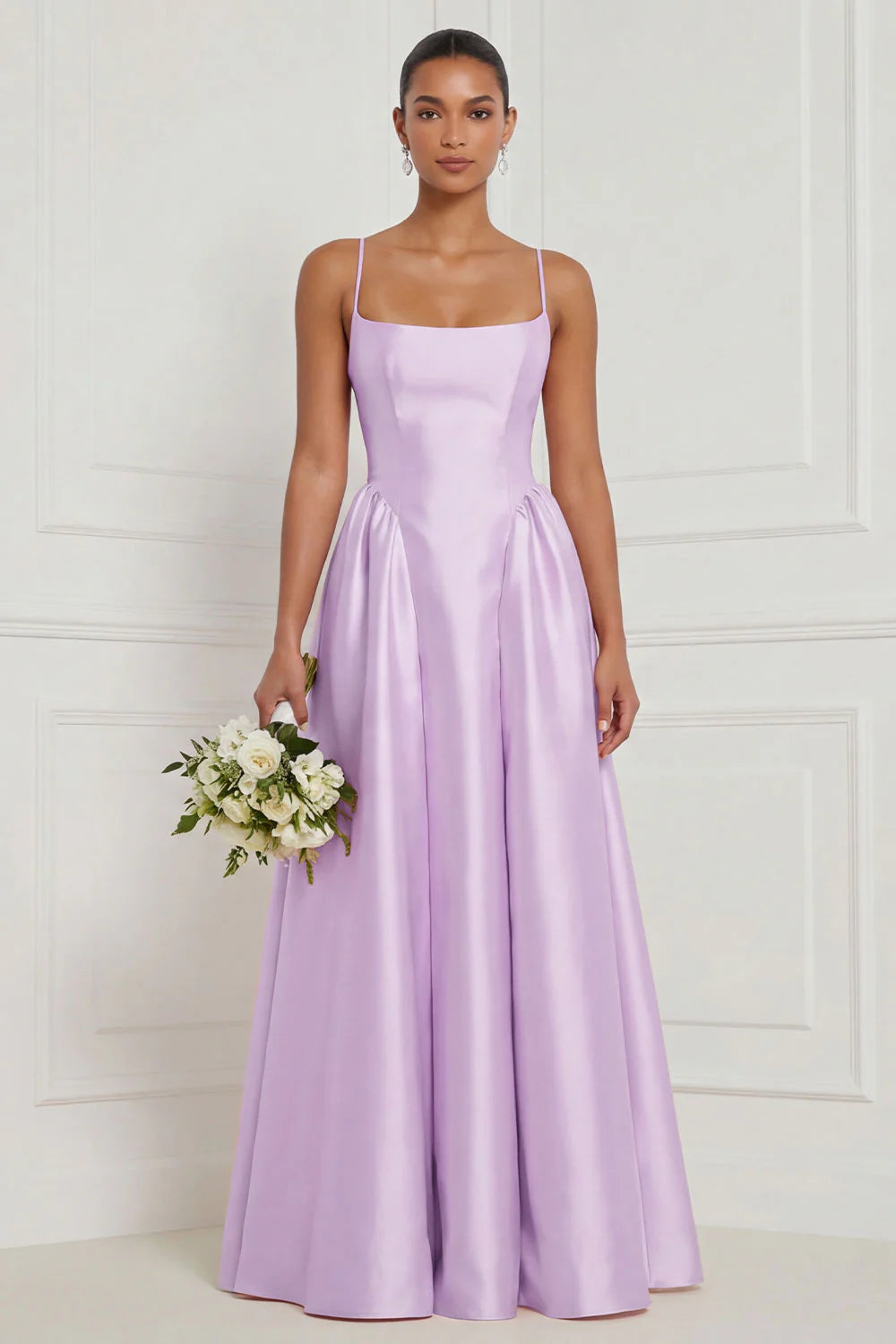 Satin A Line Spaghetti Straps Yellow Bridesmaid Dress