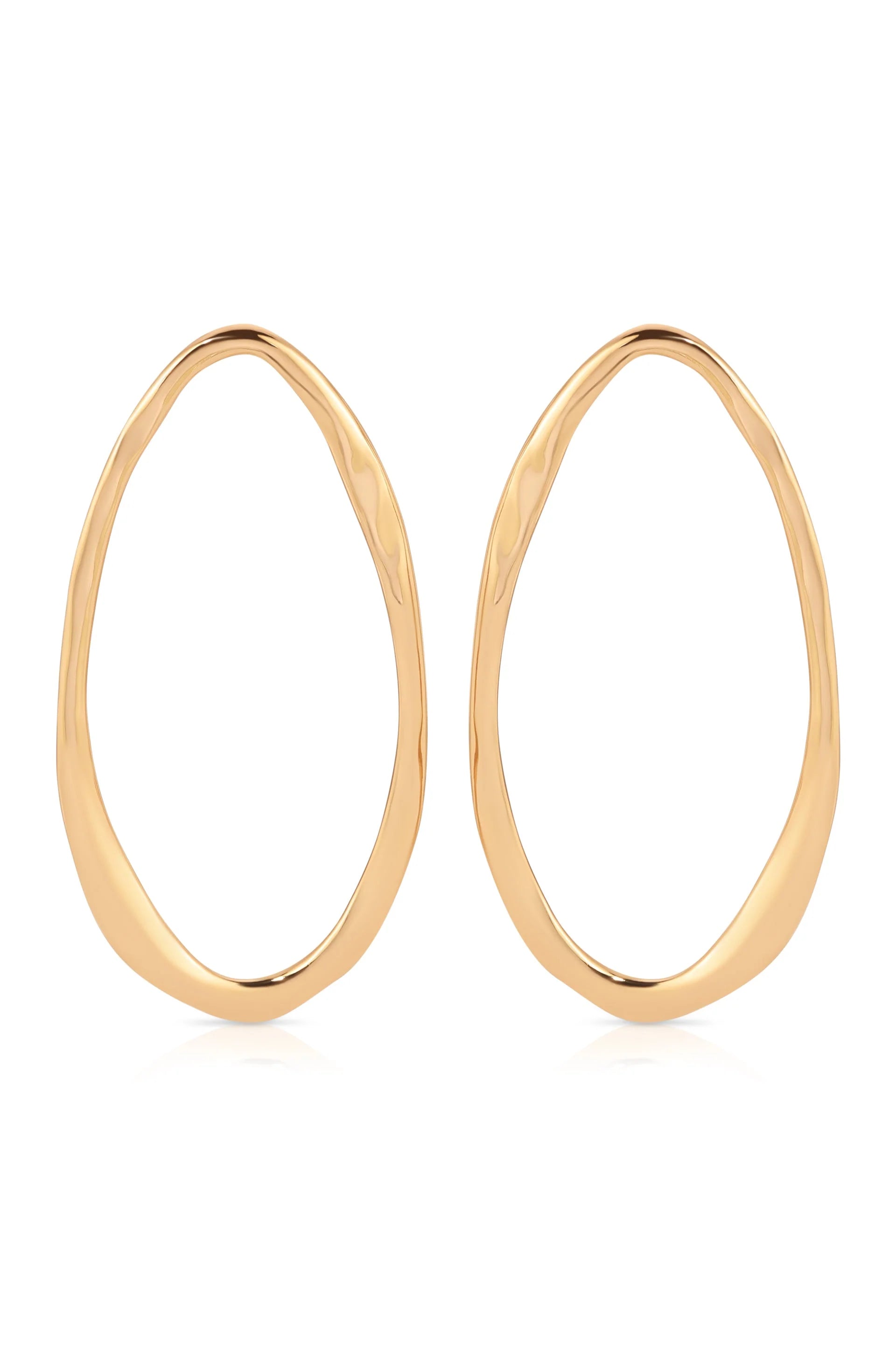 Hammered Large Oval Earrings