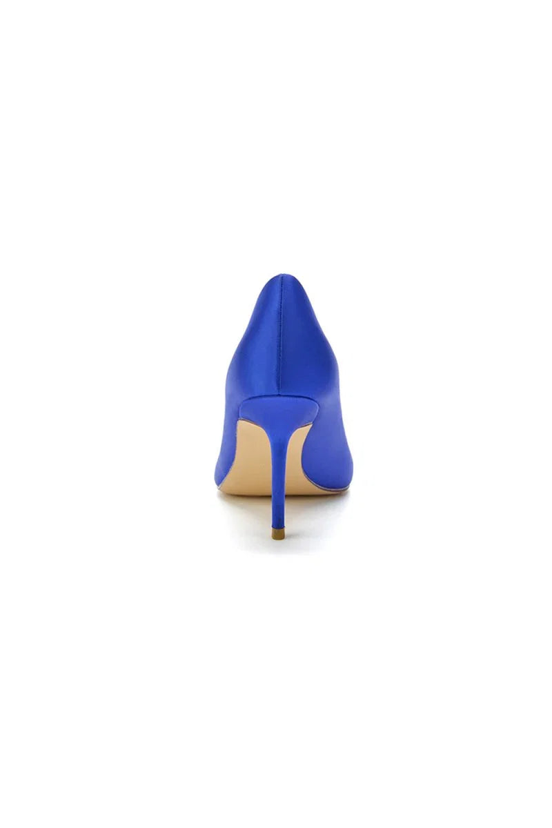 Cocktail Pointed Toe Crystal Satin High Heels