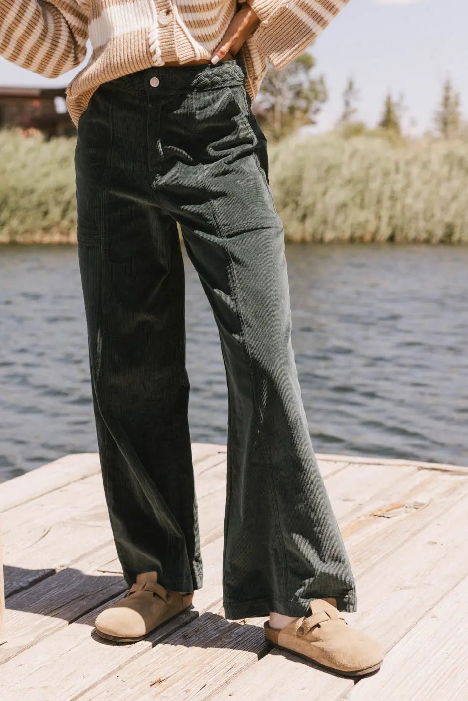Ariella Corduroy Pants in Teal FINAL SALE