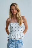 Freida Polka Dot Top in Ivory