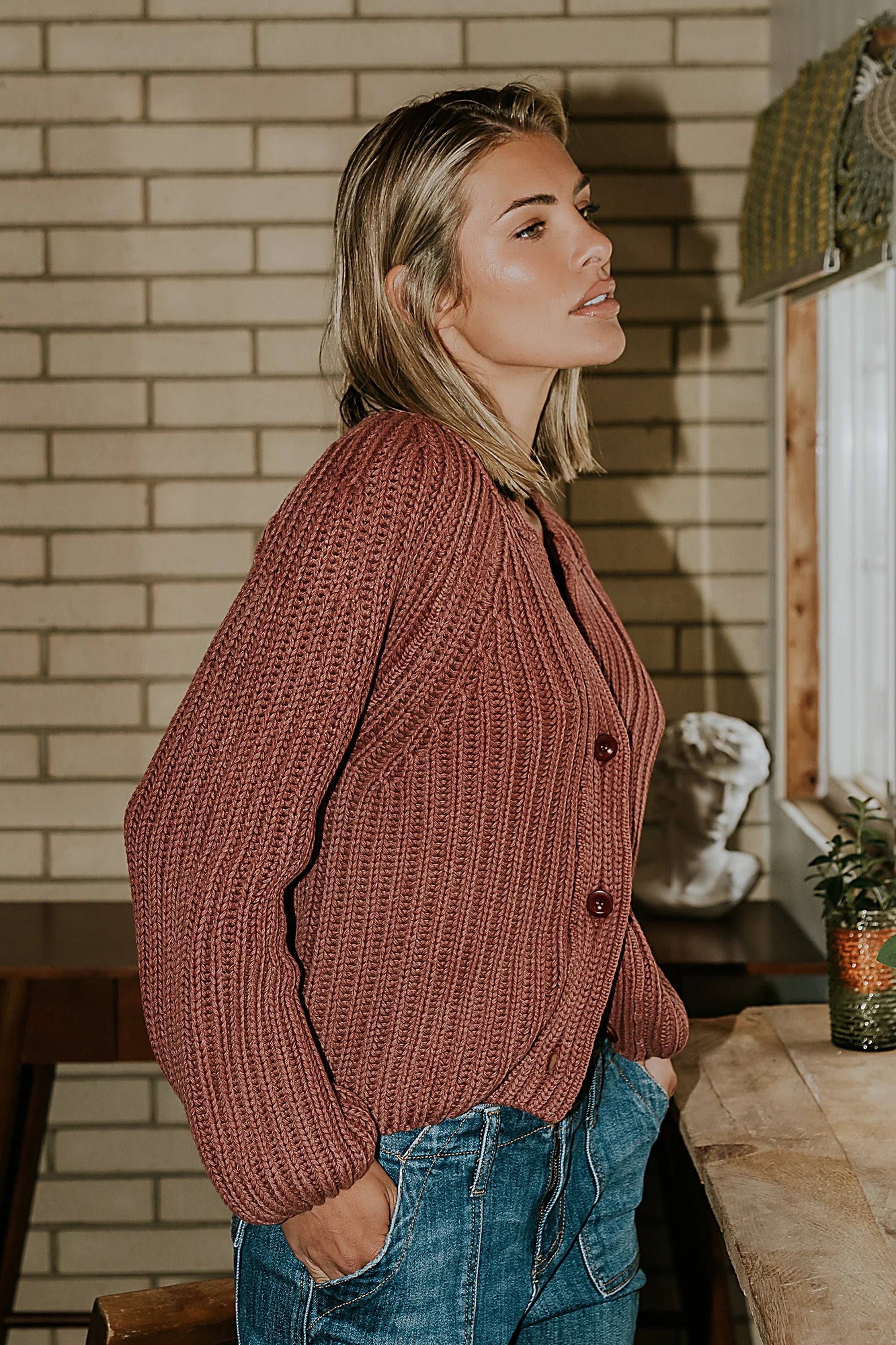 Katie Knit Cardigan in Red FINAL SALE