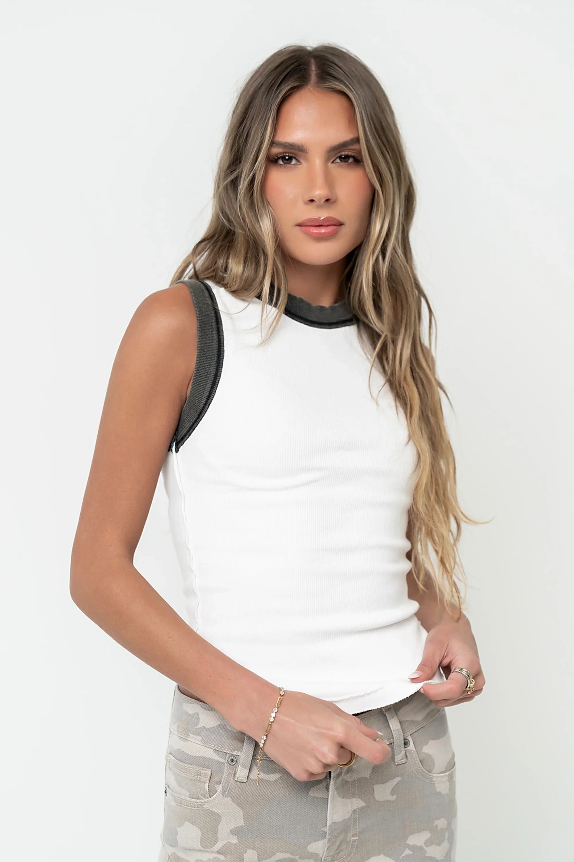 Lilah Reverse Seam Tank in Ivory