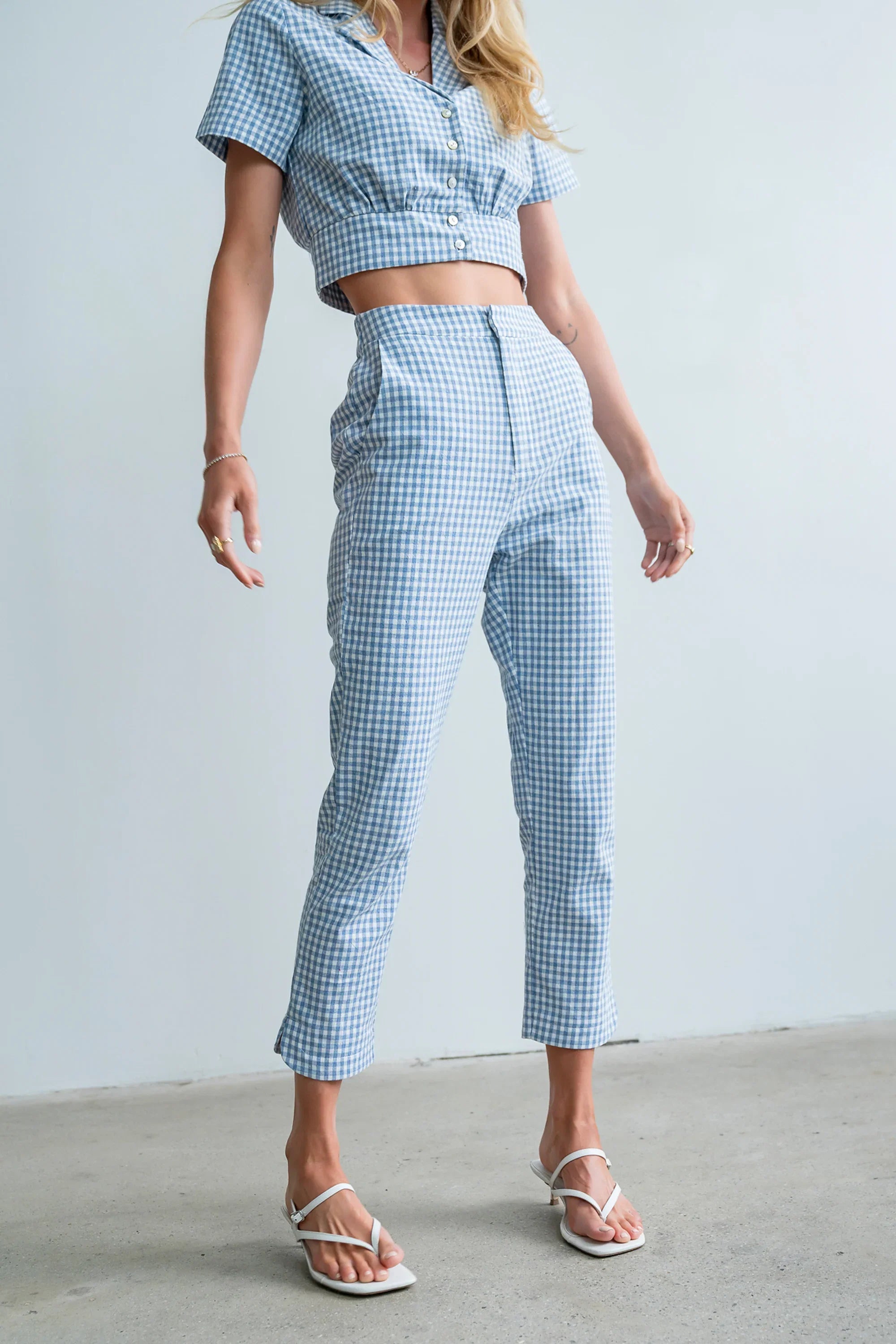 Madie Gingham Pants in Blue