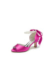Chic Peep Toe Ribbons Faux Pearl Pumps