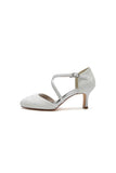 White Lace Mid Heel Pumps with Elegant Design