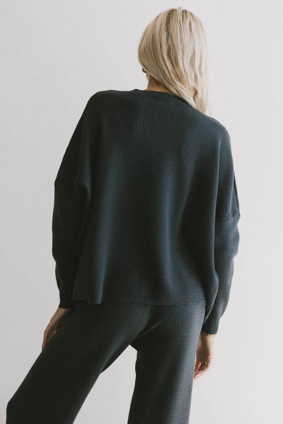 Jesse Waffle Knit Top in Navy FINAL SALE