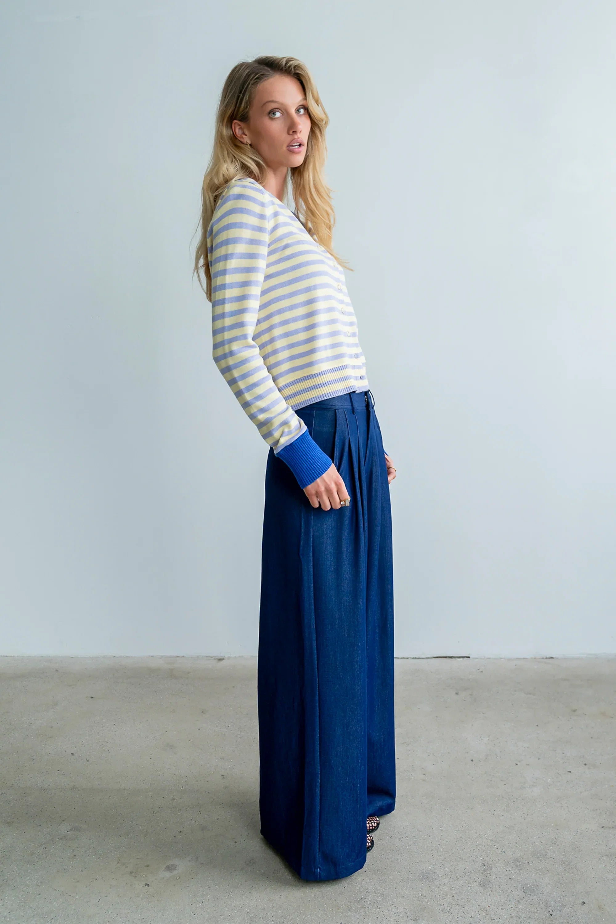 Kailey Striped Cardigan in Yellow