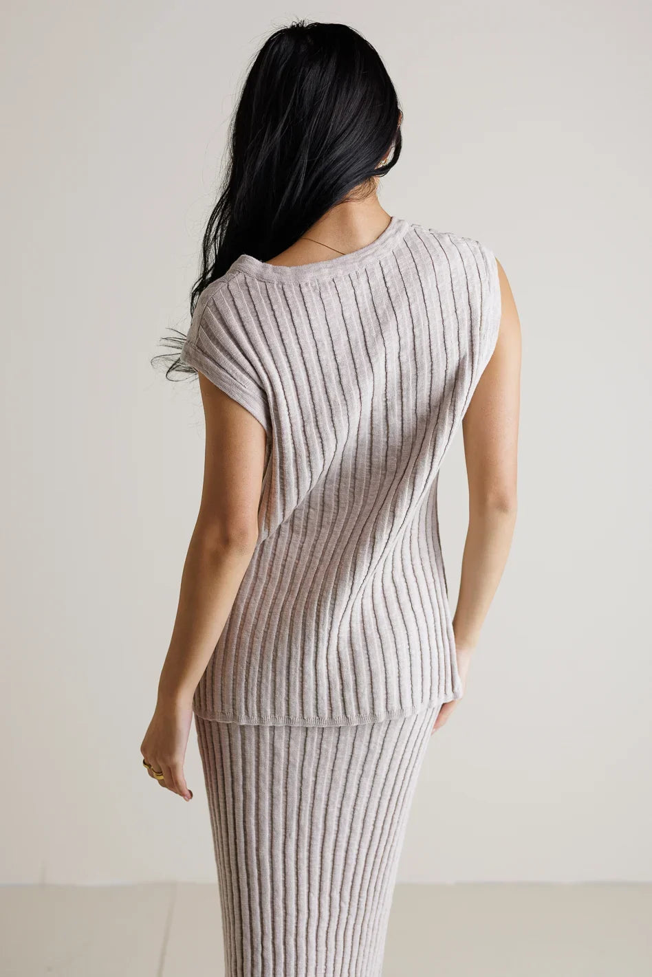 Meilani Ribbed Sweater Vest in Taupe FINAL SALE