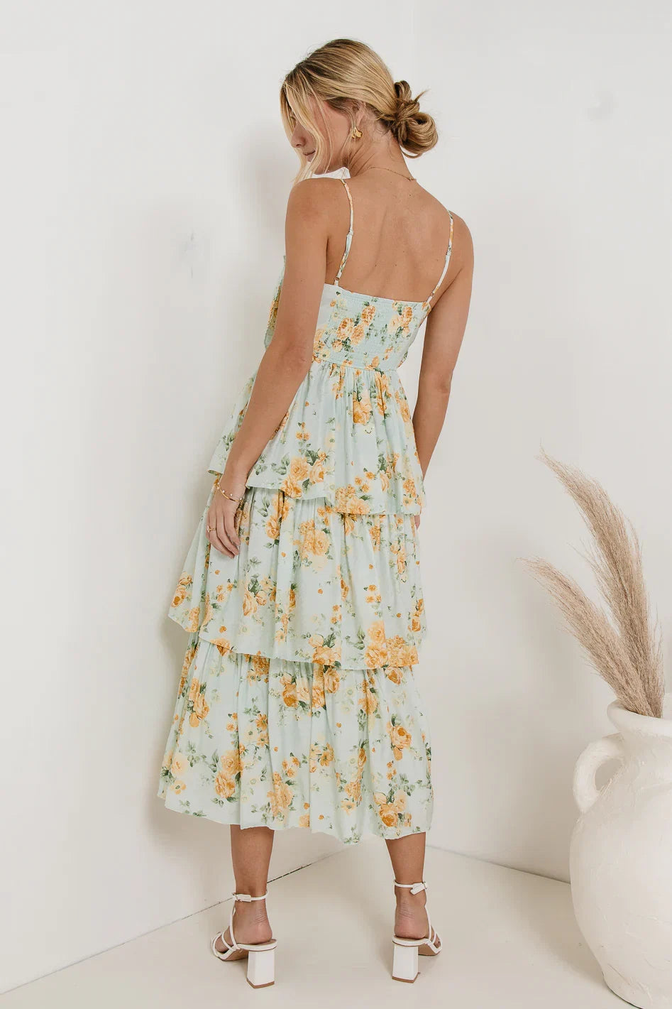 Ava Floral Midi Dress in Sage FINAL SALE