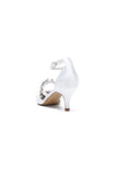 Crystal Strap Pointed Toe Satin Kitten Heels