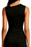 Bodycon Ruched V Neck Little Black Dress