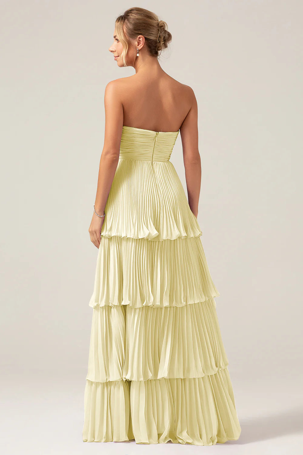 Dusty Sage A Line Sweetheart Tiered Chiffon Floor Length Dress