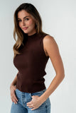 Rika Ribbed Top in Brown