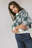 Cielo Checkered Sweater in Green FINAL SALE
