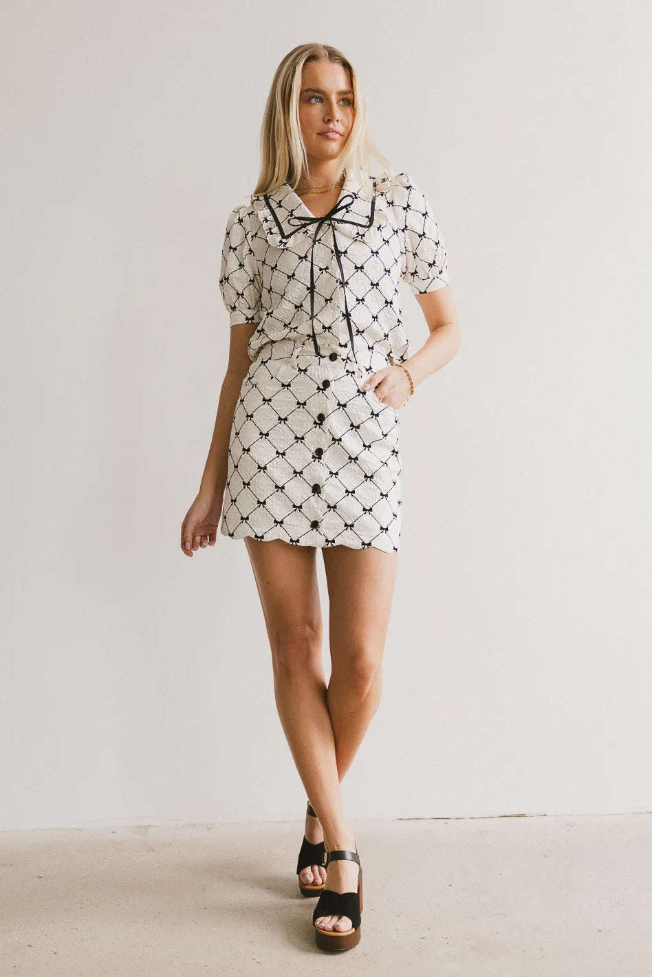 Maia Bow Collared Top FINAL SALE