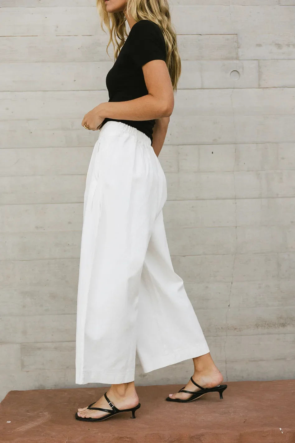 Elke Button Slacks in White FINAL SALE