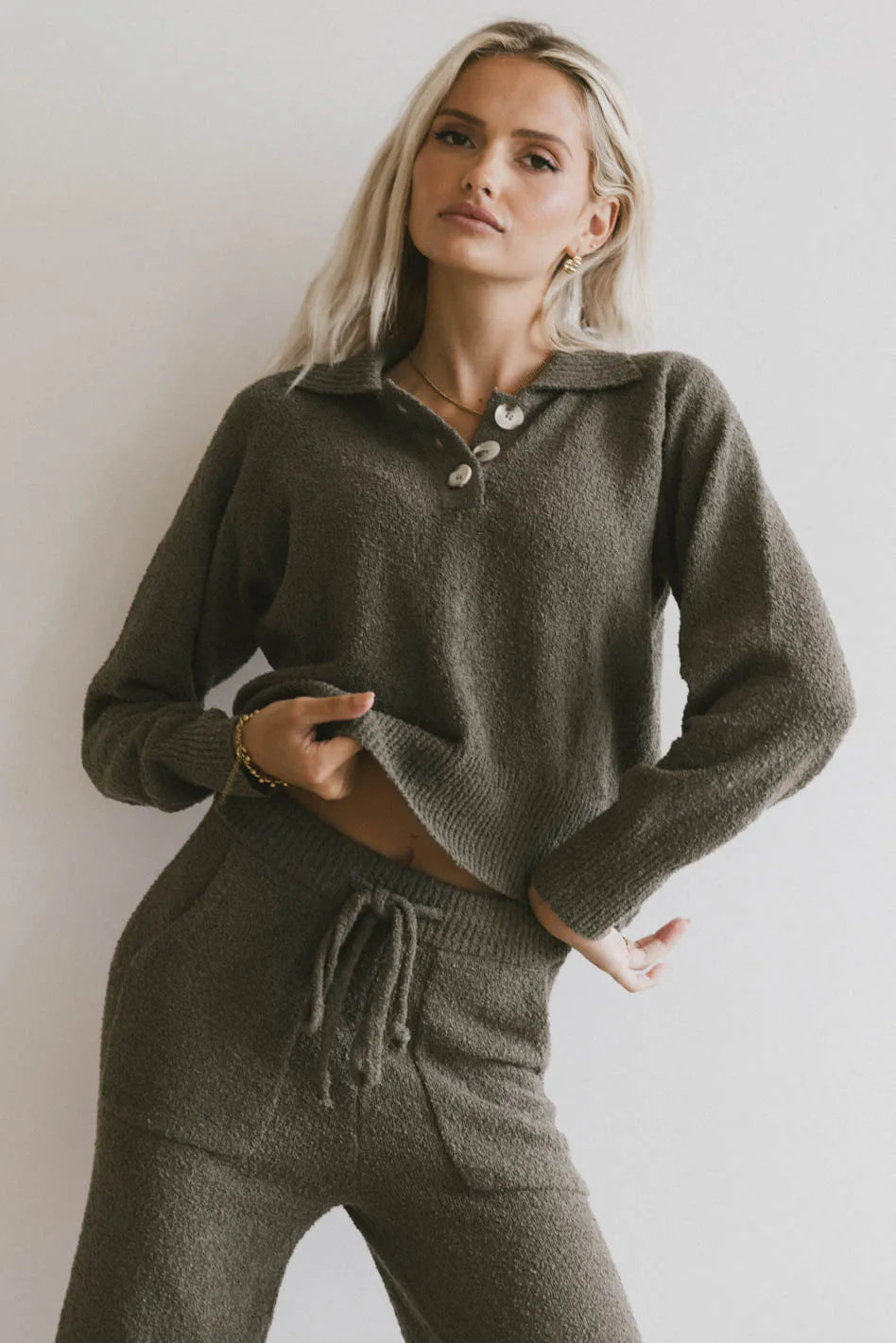 Breck Knit Sweater in Olive FINAL SALE