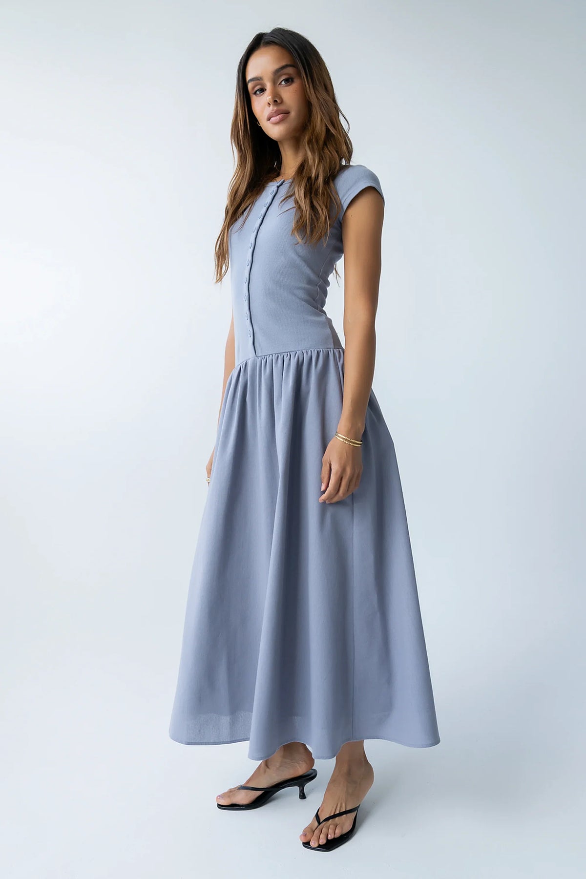 Bailee Maxi Dress in Slate Blue