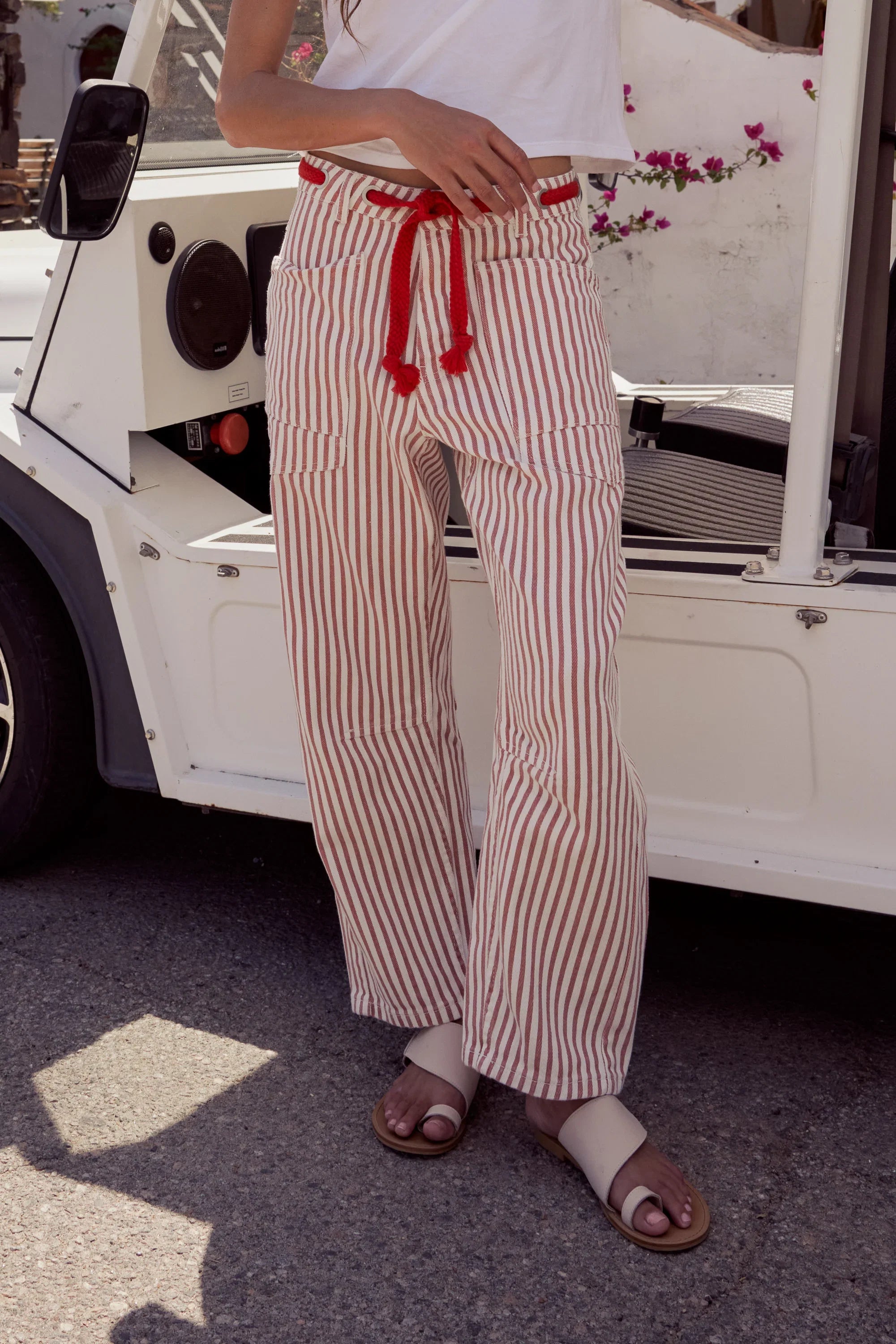 Jocelyn Barrel Jeans in Rust Stripe FINAL SALE