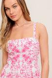 ROSALIE MIDI DRESS PINK SCROLL PRINT