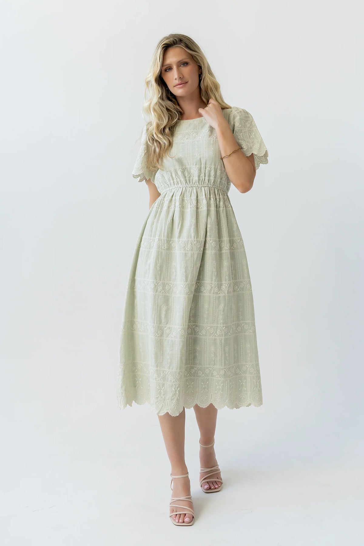 Scotty Embroidered Midi Dress