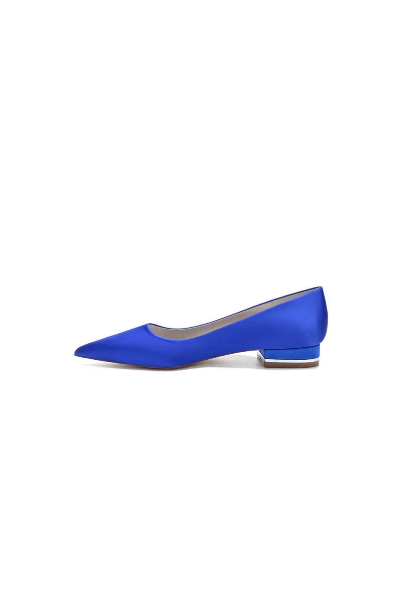 Simple Pointed Toe Satin Low Heels