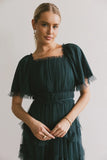 Eugena Ruffled Maxi Dress in Hunter Green FINAL SALE