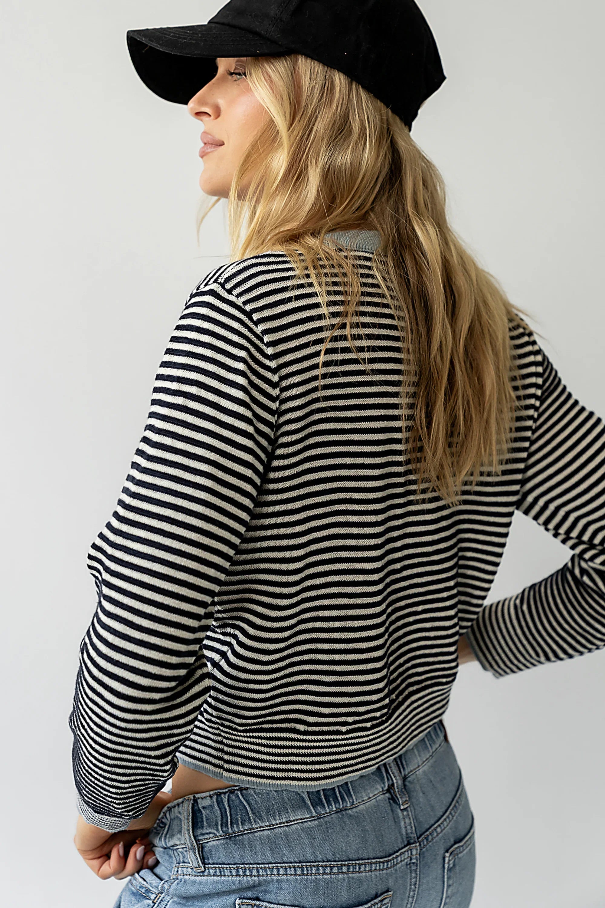 Josy Button Front Cardigan in Dusty Blue