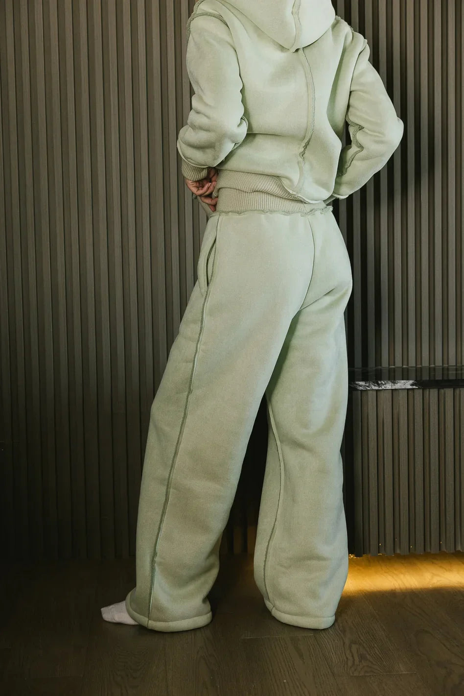 Mattie Faux Shearling Pants in Sage FINAL SALE