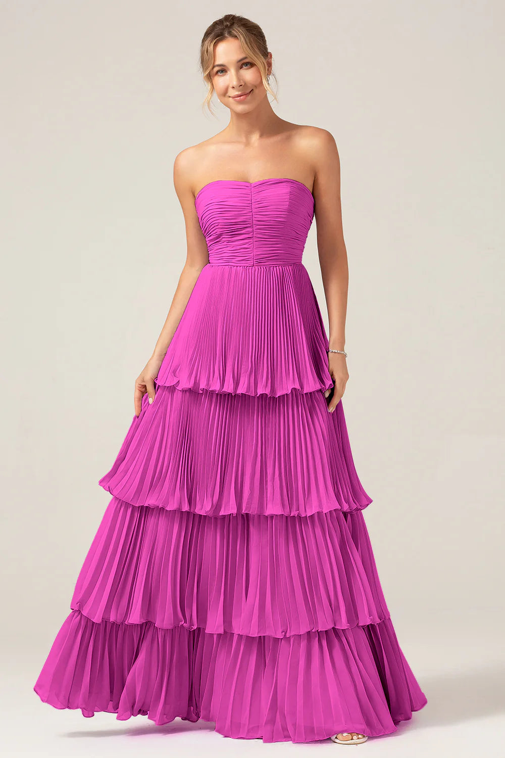 Dusty Sage A Line Sweetheart Tiered Chiffon Floor Length Dress