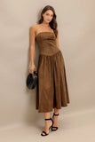 WILD ESPRESSO BROWN FAUX SUEDE MIDI DRESS