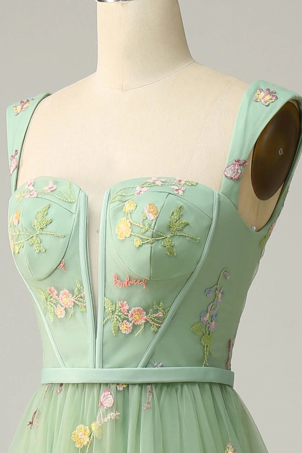 A Line Sweetheart Lilac Tea Length Prom Dress with Embroidery