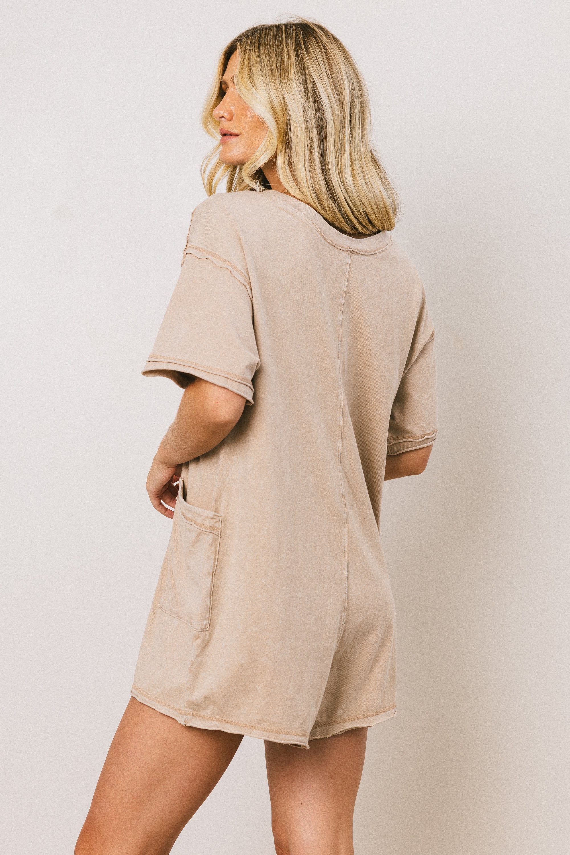 Lynn Relaxed Romper in Taupe FINAL SALE