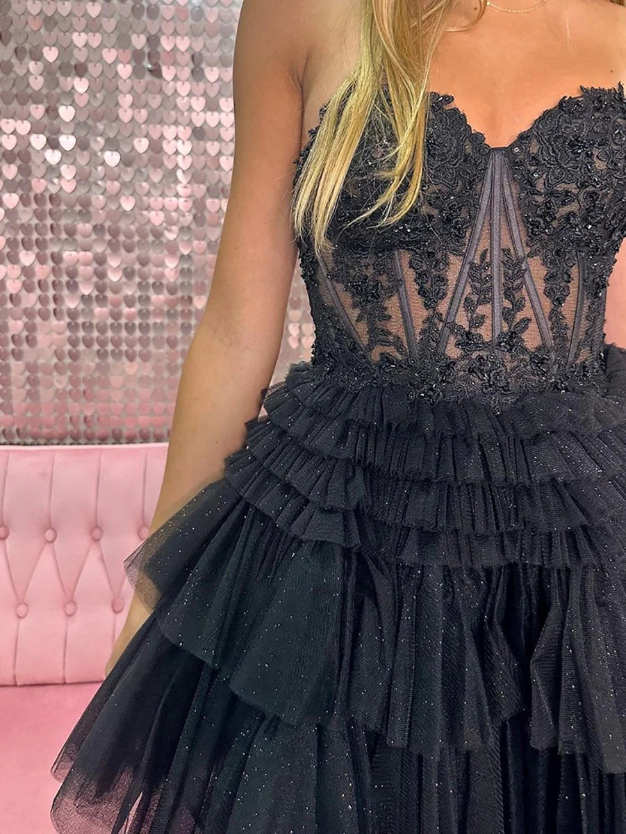 Ivy A Line Sweetheart Homecoming Dress with Ruffles