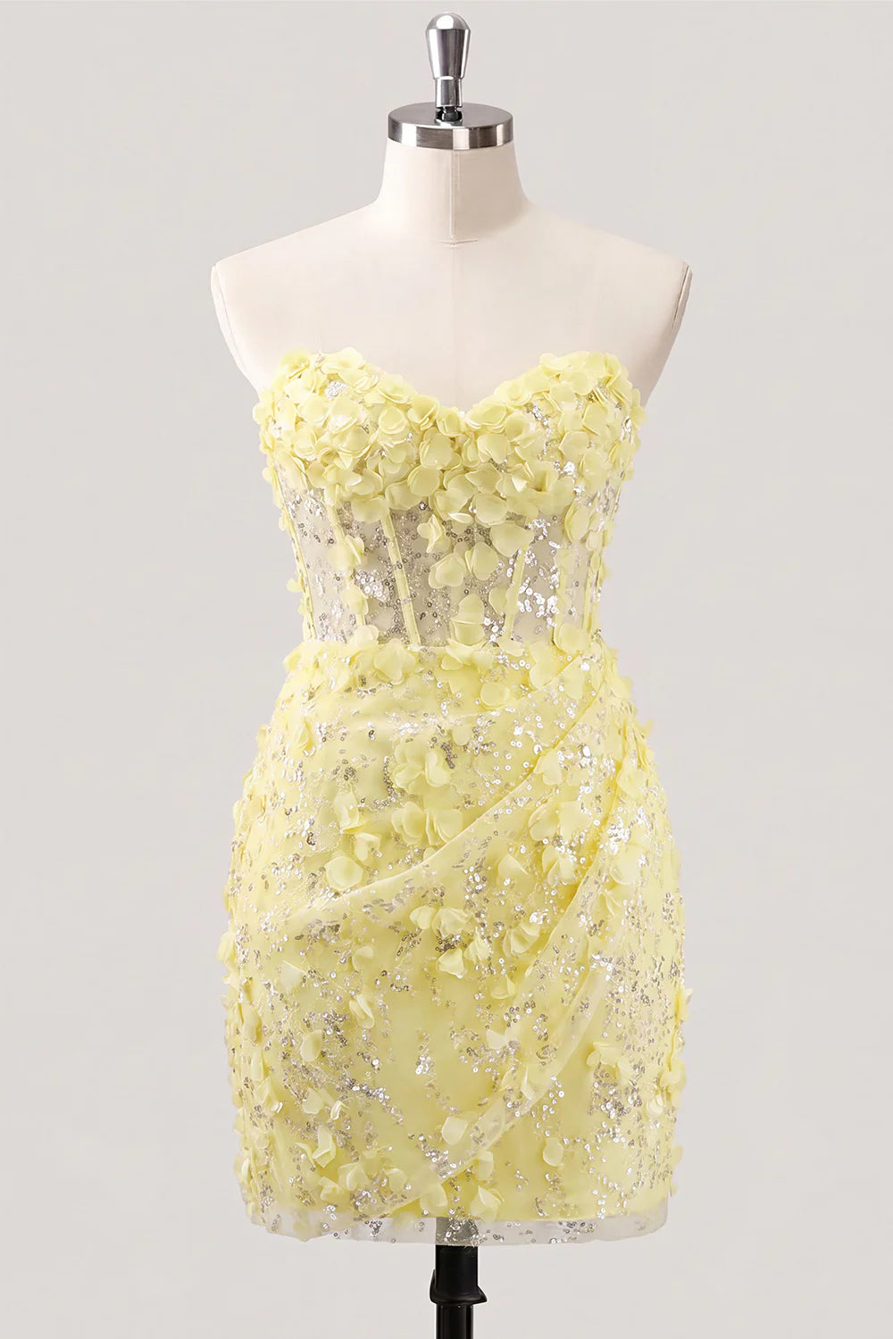 Bodycon Corset Strapless Sequin Light Blue Homecoming Dress