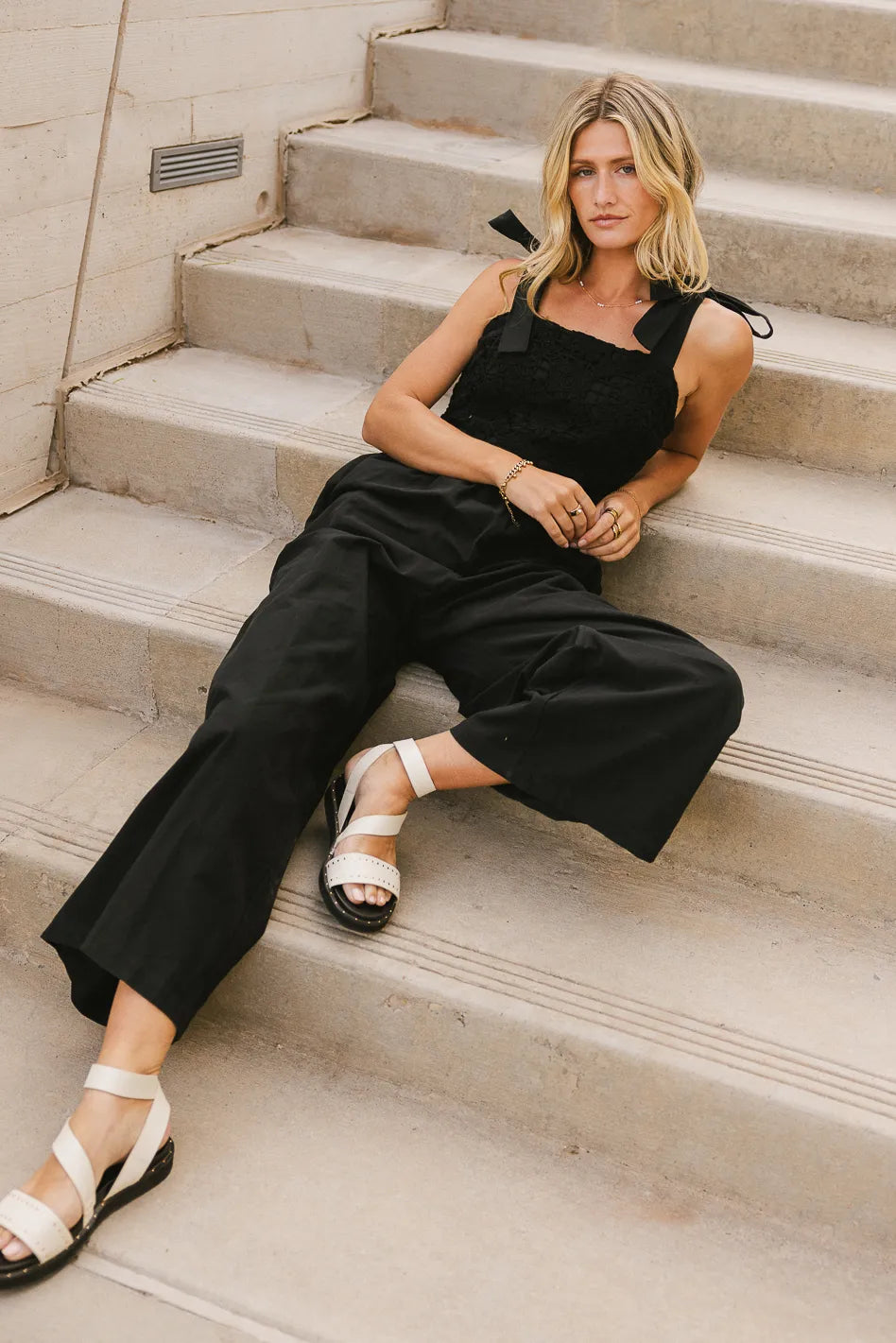 Kaia Crocheted Jumpsuit in Black FINAL SALE