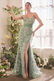 A1396 SHEER PLEATED CORSET GOWN Andrea Leo