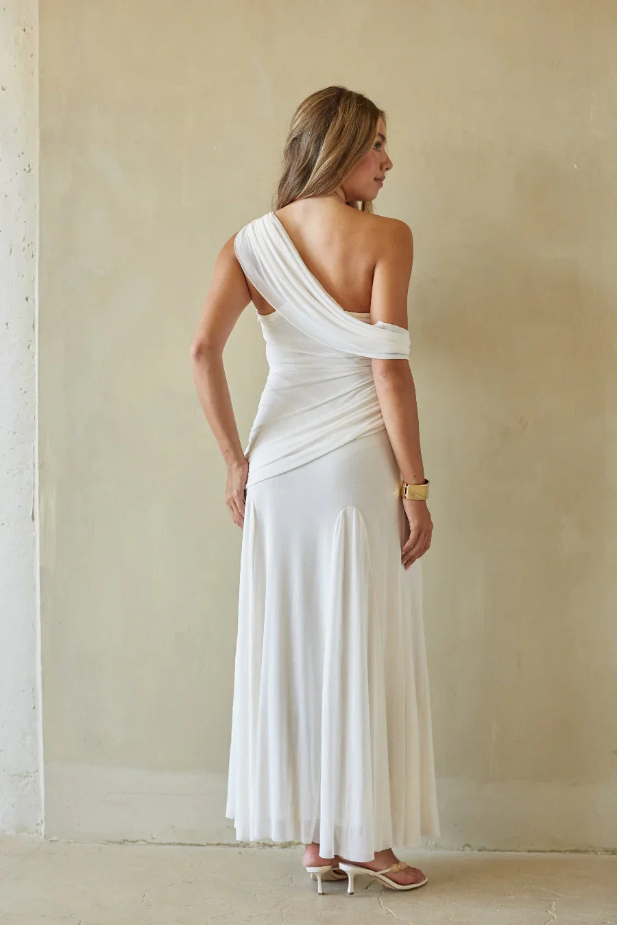 Ellasandra Mesh Draped Maxi Dress