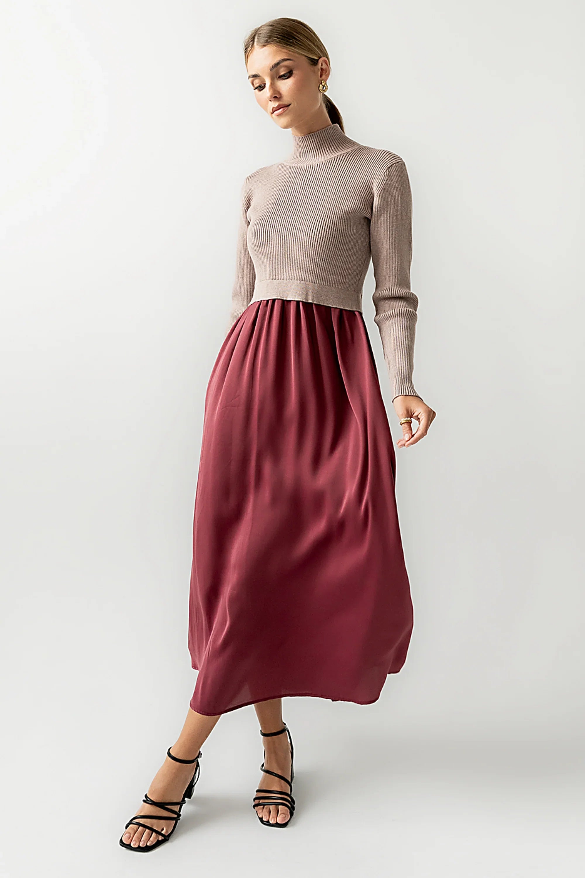 Zeda Midi Dress in Wine FINAL SALE