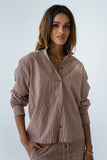 Hailey Striped Button Up in Mauve