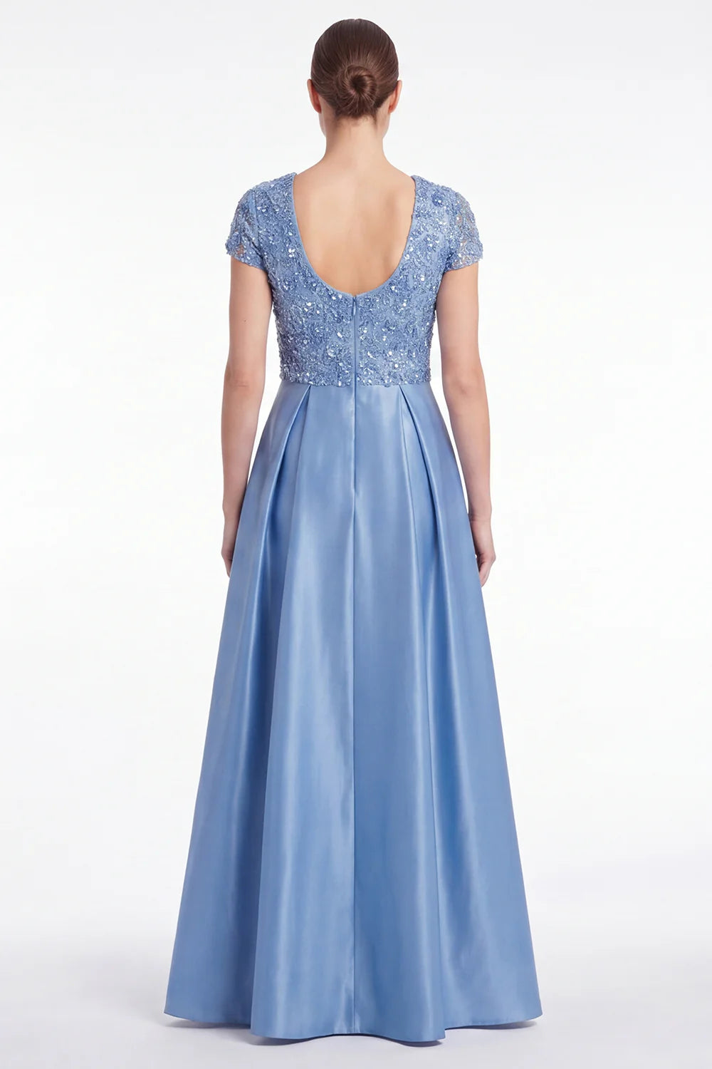 Champagne Sequin A Line V Neck Mother of the Bride Dress with Short Sleeevs