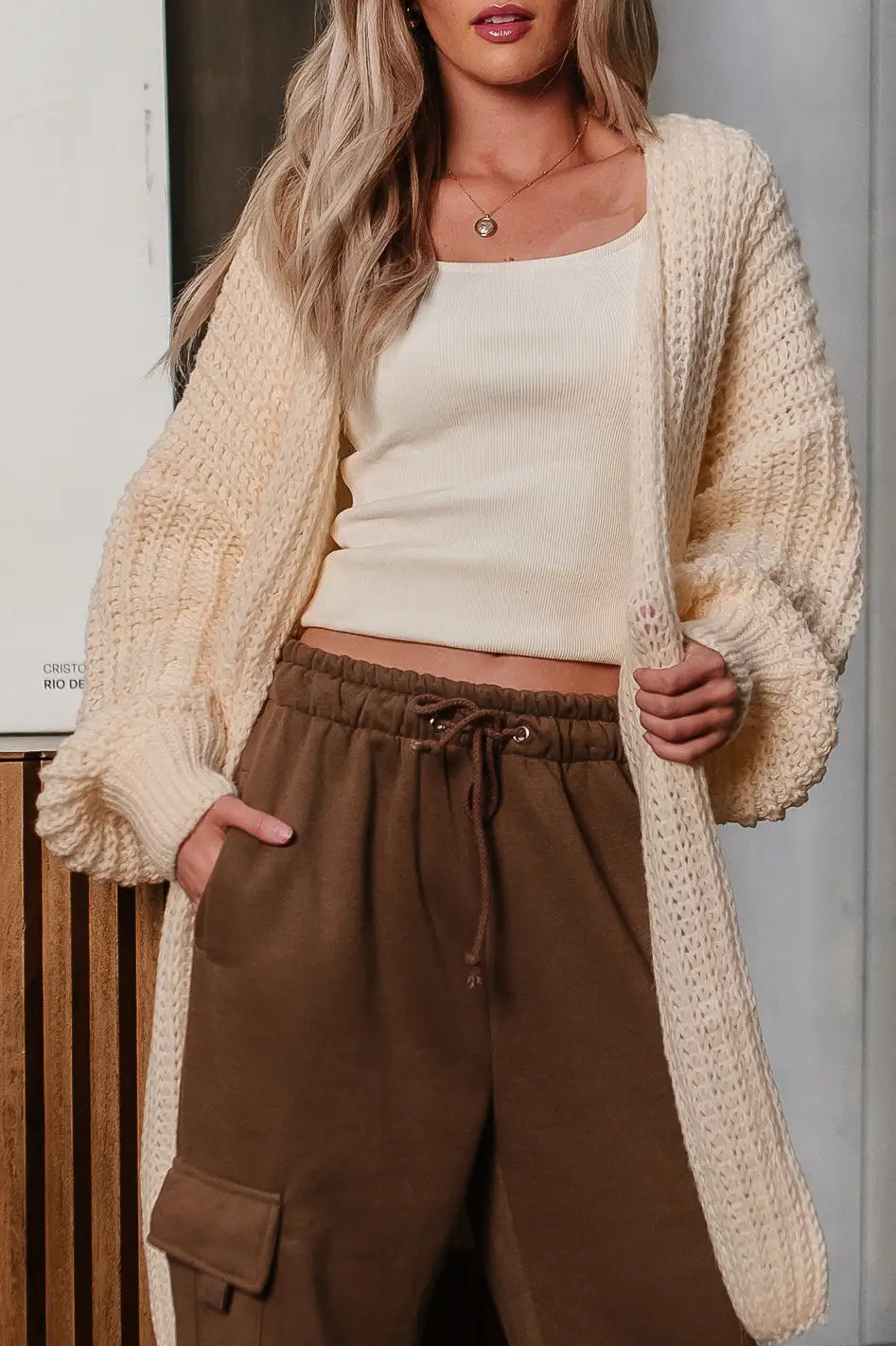 Palmer Long Cardigan in Cream FINAL SALE
