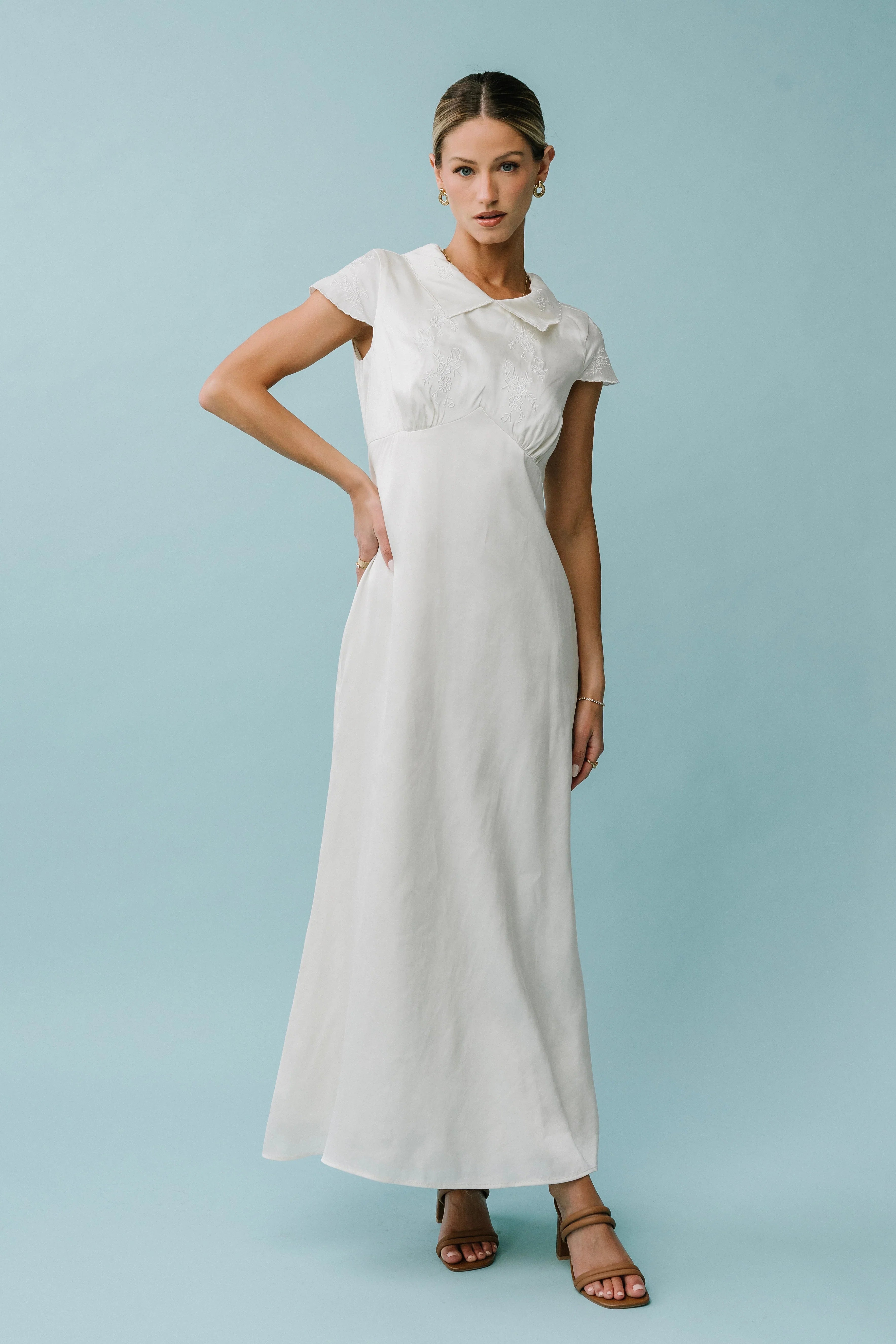 Tammy Embroidered Maxi Dress in Ivory