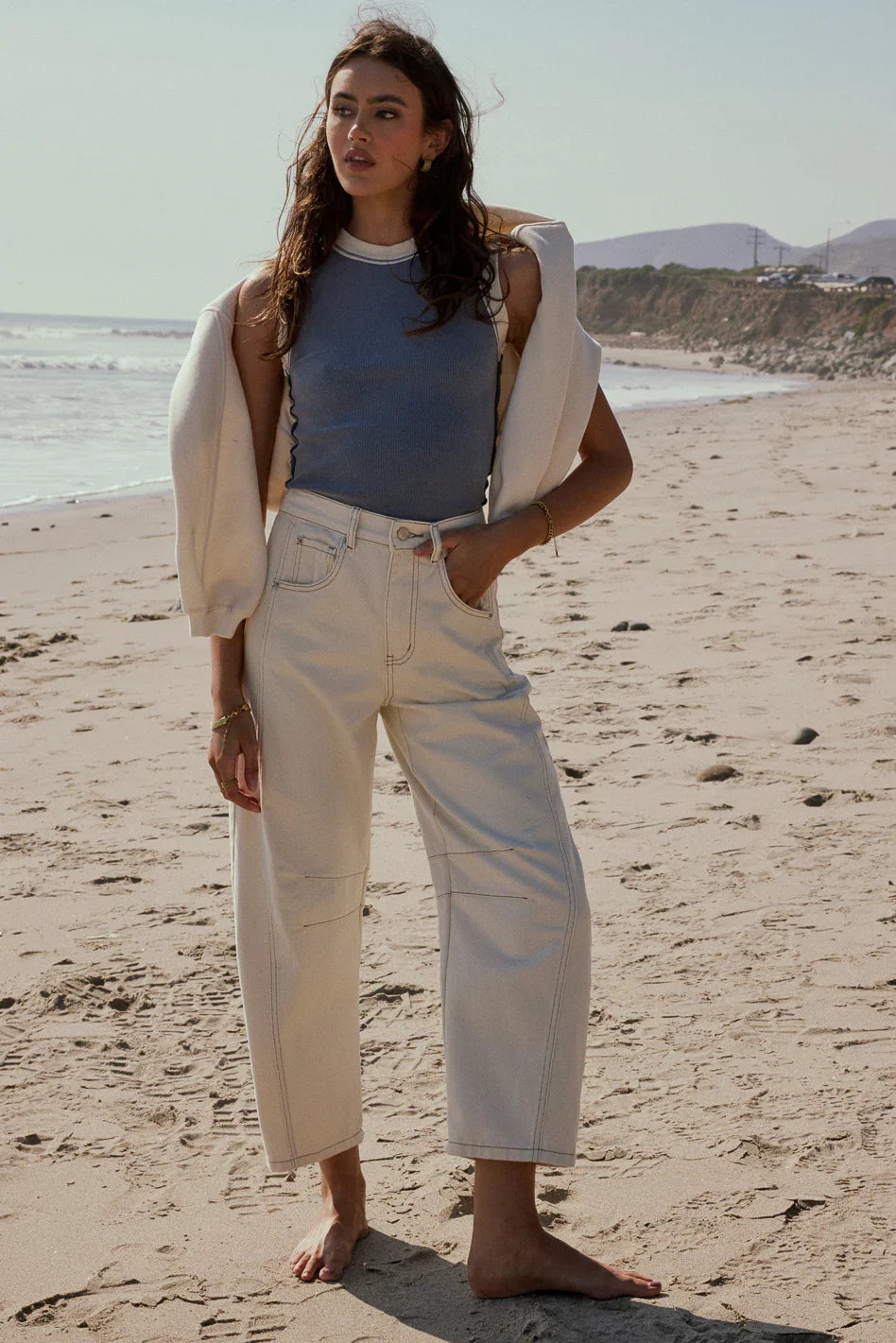 Lisette Barrel Jeans in Cream FINAL SALE