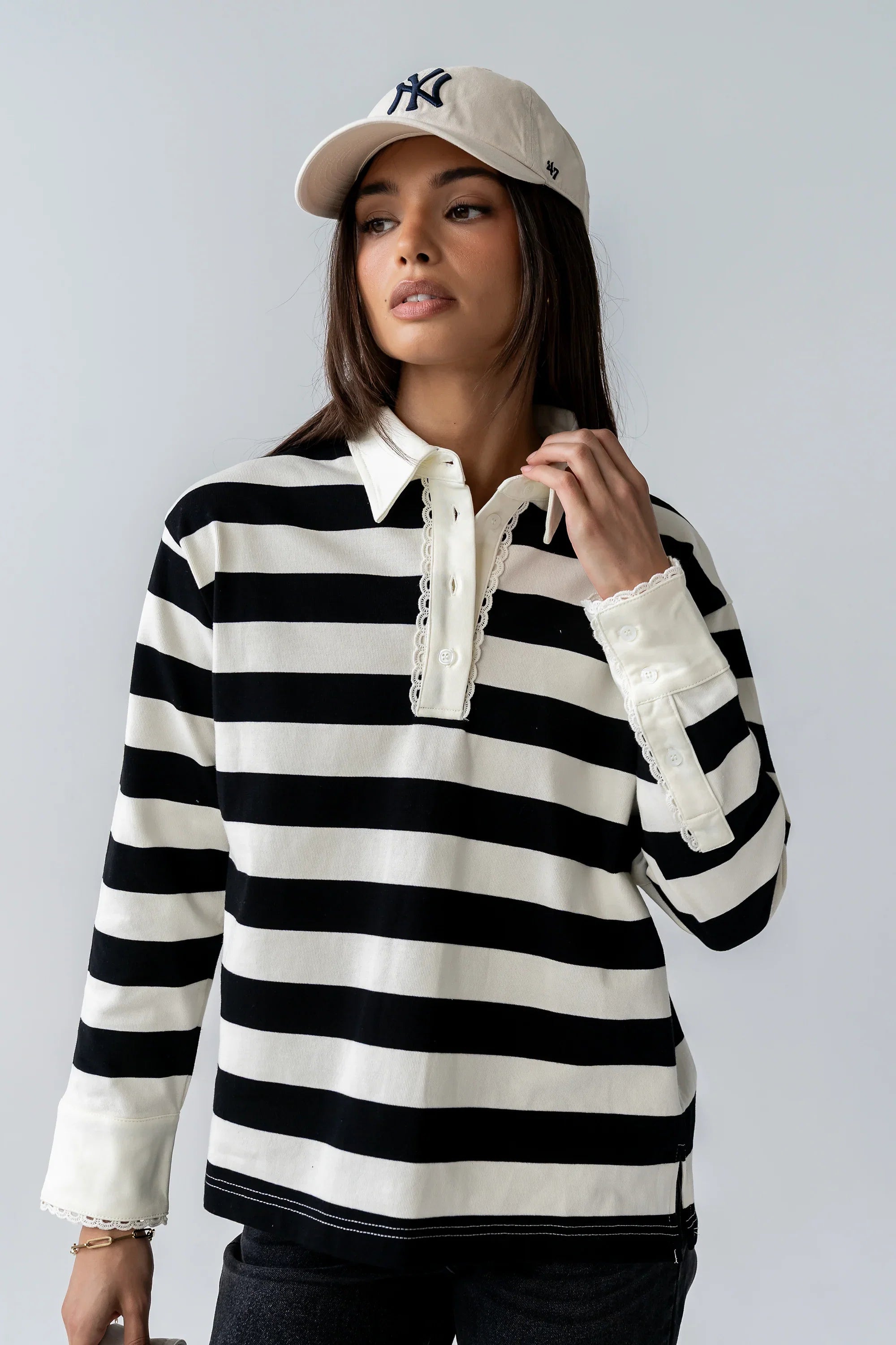 Hamlin Striped Top in Black
