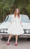 Knee Length Wedding Dress With 3 4 Sleeves