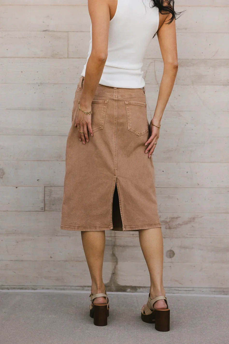 Jordan Denim Skirt in Tan FINAL SALE