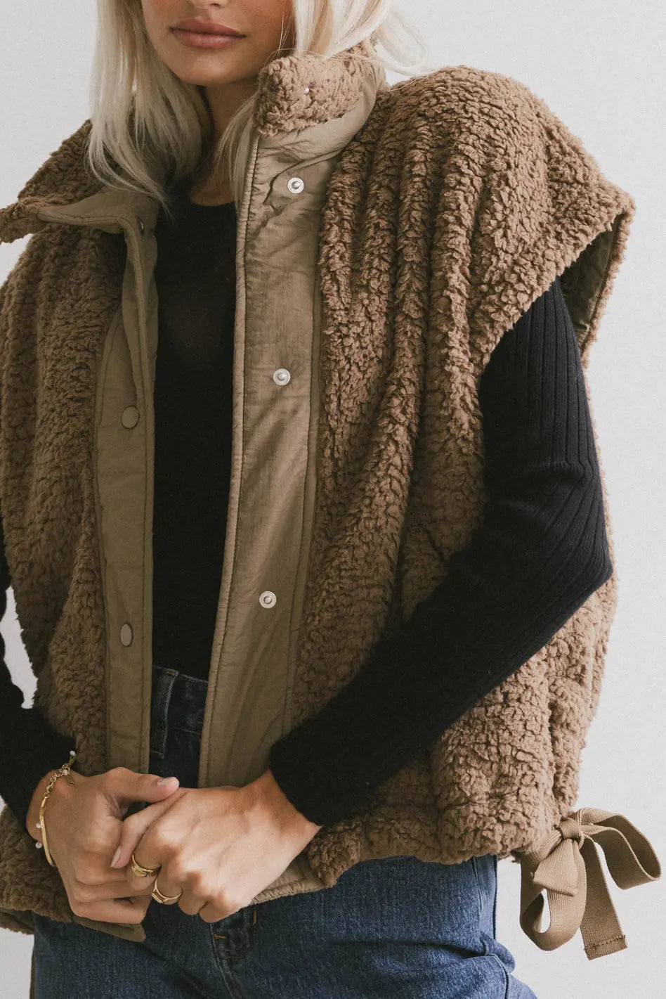 Johanna Sherpa Vest in Brown FINAL SALE