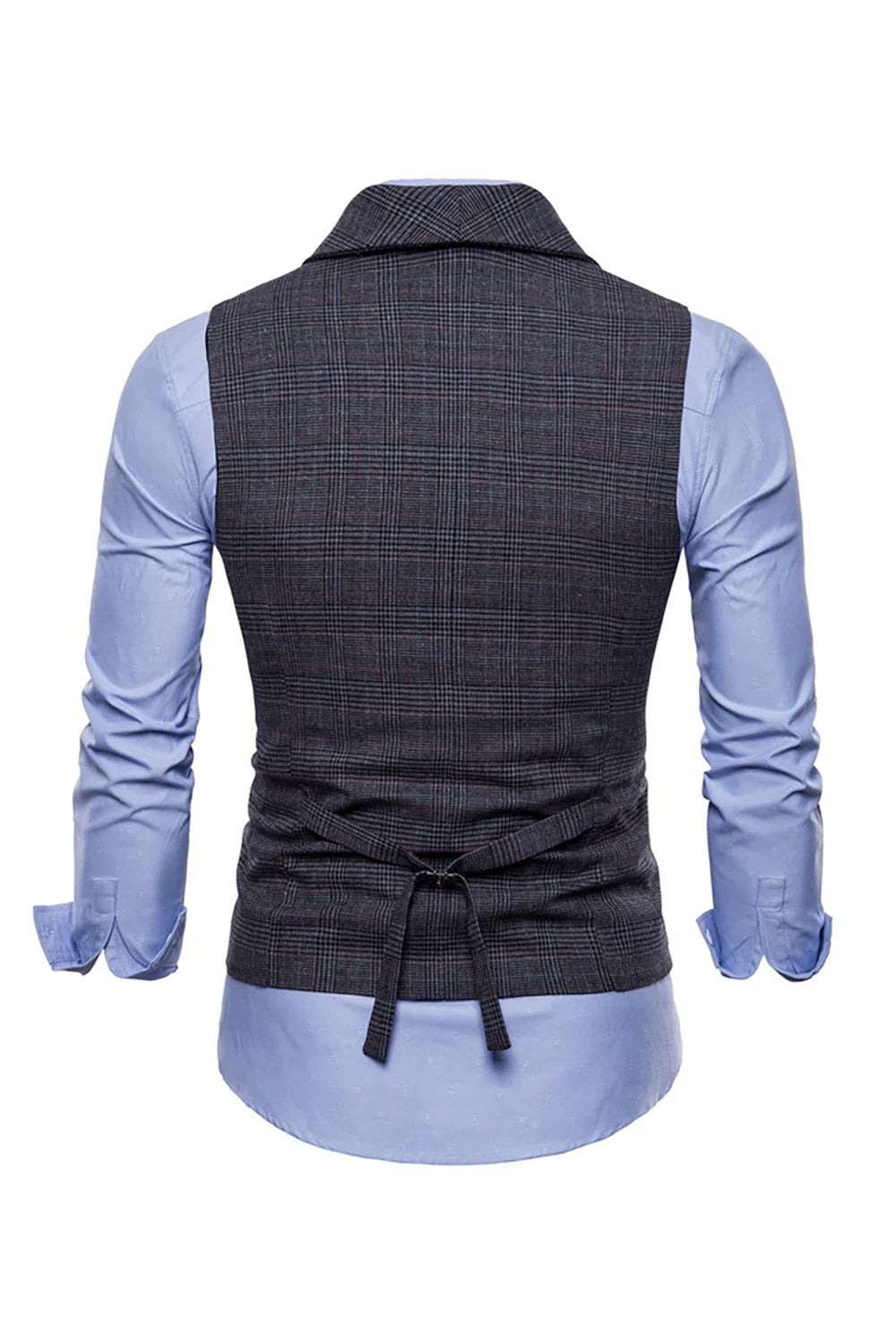 Mens Grey Pinstripe Double Breasted Shawl Lapel Suit Vest
